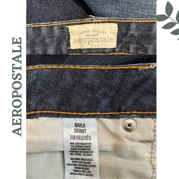 🛍️3/$40 AEROPOSTALE Bayla Skinny Jeans 7/8 Reg Dark Wash Mid Rise Blue Denim - Picture 7 of 7